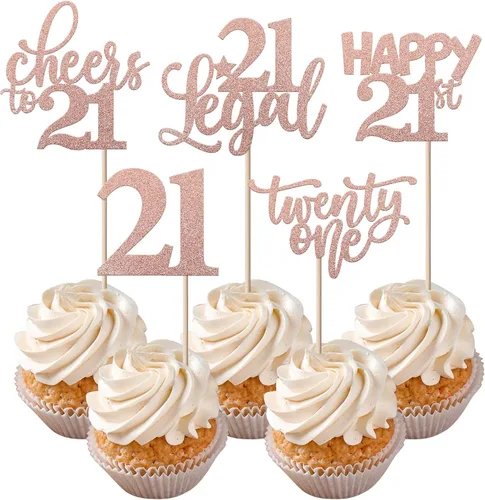 Vista 48 de Rsstarxi Paquete de 30 adornos para cupcakes de 6º cumpleaños con purpurina negra de seis Hello 6 para cupcakes Cheers to 6 años de edad