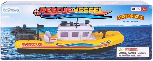 Vista 6 de ArtCreativity Buque de rescate acuático, barco de juguete a batería para niños, flota en el agua, bañera flotante y juguete de piscina para niños