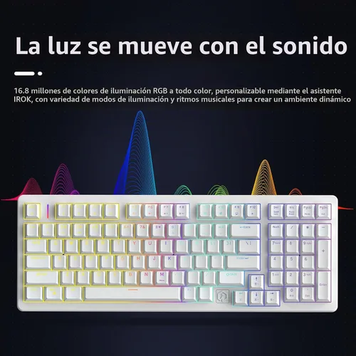 Vista 6 de IROK FE98Pro Teclado mecánico inalámbrico RGB intercambiable en caliente, teclado de tres capas de amortiguación para juegos de 98 teclas