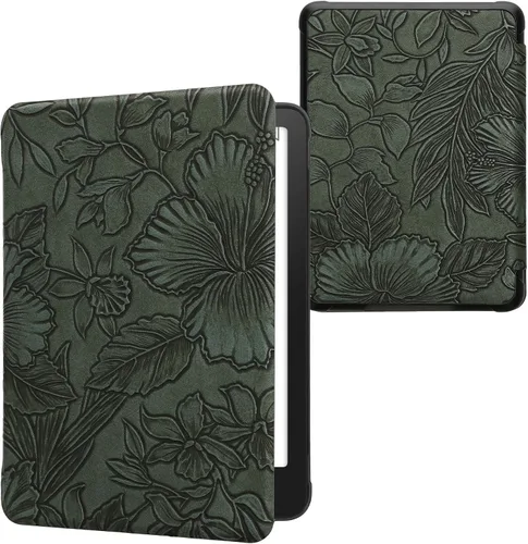 Vista 22 de kwmobile Funda compatible con Amazon Kindle Paperwhite 11. Generación 2021 - Funda para lector electrónico - Libros y páginas Beige/Marrón/Dorado