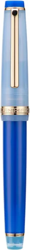 Vista 3 de 3 Jinhao 82 Pluma estilográfica acrílica transparente de color clásico mixto con punta media y borde dorado, con juego de conversor Mezcla clásica