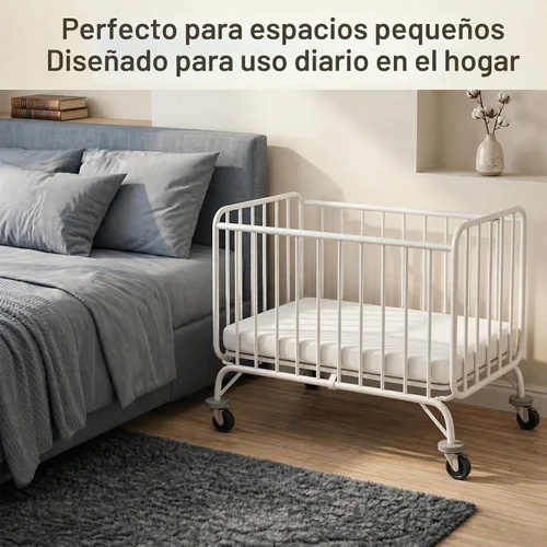 Vista 4 de L.A. Baby Deluxe Holiday Mini/Cuna plegable portátil de metal, color blanco