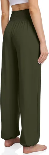 Vista 3 de UEU Pantalones de yoga holgados casuales para mujer, cintura alta, cómodos, holgados, con bolsillos