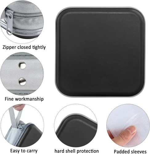 Vista 2 de Siveit Soportes para cajas de CD – Plástico duro de 48 capacidades para discos de CD/DVD para coche, hogar, oficina, viajes (negro)