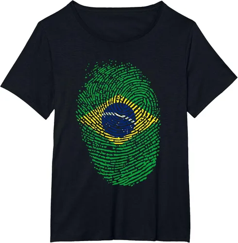 Vista 14 de Camiseta patriótica de la bandera brasileña con huella dactilar Asphalt Grey