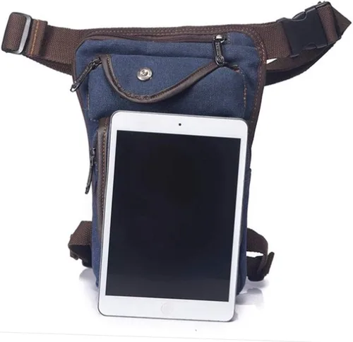 Vista 6 de Hebetag Bolsa de lona para piernas al aire libre para hombres y mujeres táctica militar motocicleta ciclismo multi-bolsillo cintura riñonera bolsa