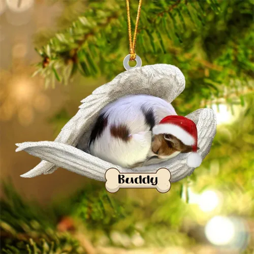 Vista 83 de Afghan Hounds - Adorno de Navidad con alas de ángel durmiente, recuerdo personalizado para perros 2024, adorno de forma acrílica, regalos