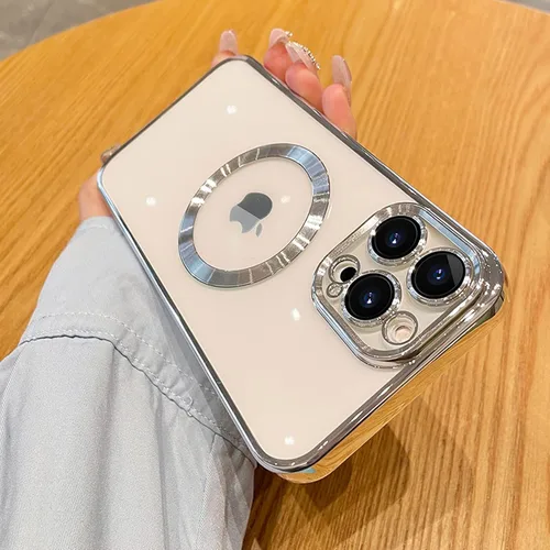 Vista 14 de Funda magnética transparente compatible con iPhone 11, lujosa funda MagSafe transparente a prueba de golpes con protector completo de lente