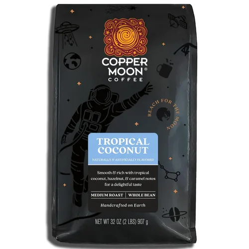 Vista 9 de Copper Moon Café de grano entero de tostado medio, vainilla francesa, 5 libras Bolsa de 5 libras, café saborizado, vegano, sin alérgenos, sin OMG