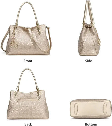 Vista 5 de Leather Handbag for Women Ladies Top Handle Tote Crossbody Shoulder Bag