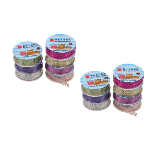 Vista 9 de 14 rollos de cinta de encaje macramé para decoración de calcomanías, cinta washi ancha Washi, cinta de envoltura de cinta de recortes, cinta