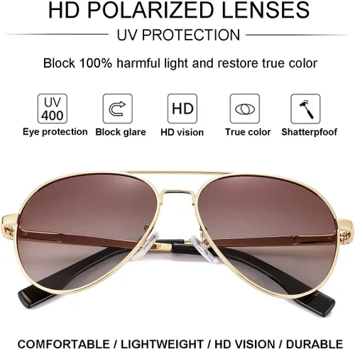 Vista 3 de Gleyemor Gafas de sol de aviador pequeñas para mujeres y hombres, marco pequeño de 2.047in, polarizadas, aviadores para cara pequeña