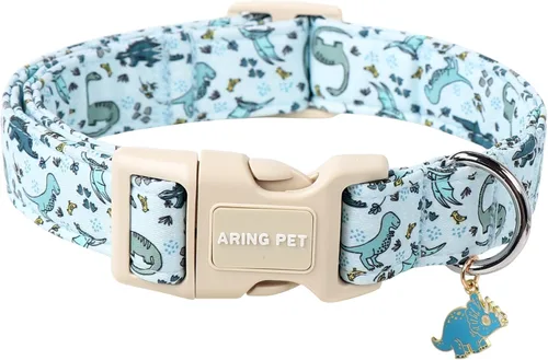 Vista 6 de Aring Pet Collar de algodón, ligero y ajustable, con hebilla de liberación rápida para perros pequeños, medianos y grandes, para cachorros, rosa