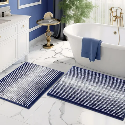 Vista 115 de BSICPRO Tapetes de baño de felpilla, 20 x 32 pulgadas, antideslizantes, absorbentes, suaves, peludos, para baño, lavables a máquina (salvia)