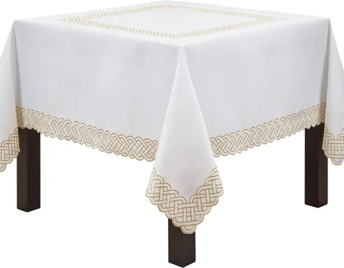 Vista 8 de Saro Lifestyle Camino de mesa bordado trenzado, 16"x72", dorado