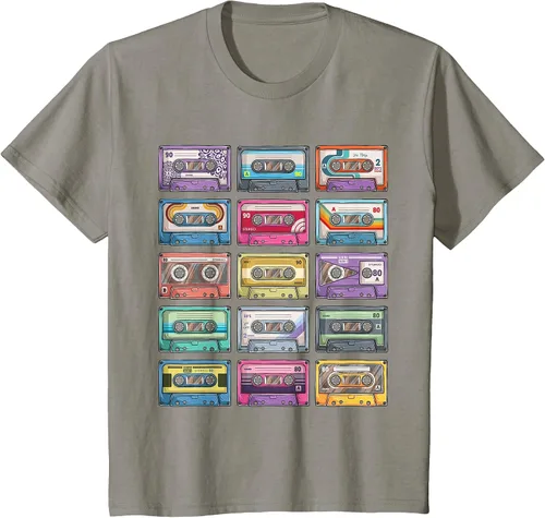 Vista 34 de Vintage Cassette Tapes Collection 80's 90's Music Mixtape T-Shirt Asphalt Grey