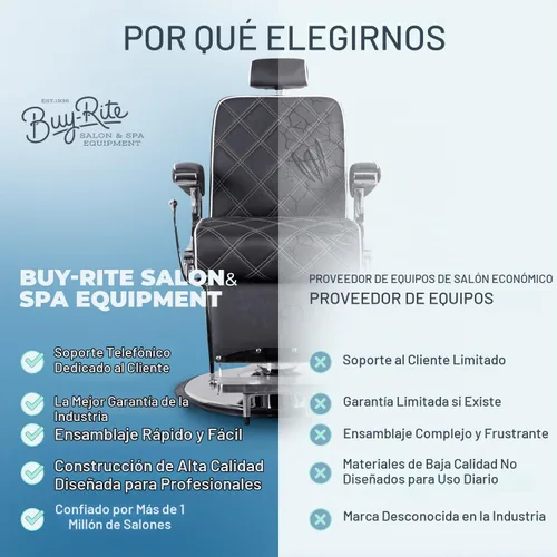Vista 6 de Buy-Rite - Silla de peluquero profesional Aviator, 450 libras, color negro
