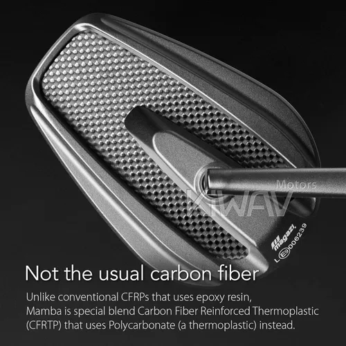 Vista 6 de KiWAV Aftermarket - Espejos retrovisores laterales cónicos de fibra de carbono real, color negro, convexo, ajustable, compatible con Harley XG