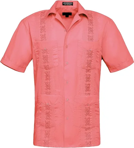 Vista 14 de Camisa cubana plisada ligera y bordada Guayabera para hombre