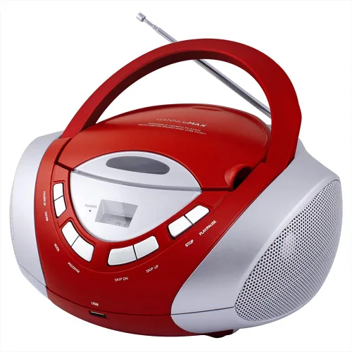Vista 7 de HANNLOMAX HX-320CD CD/MP3 Boombox, radio AM/FM, puerto USB para reproducción de MP3, entrada auxiliar, pantalla LCD, fuente de alimentación dual