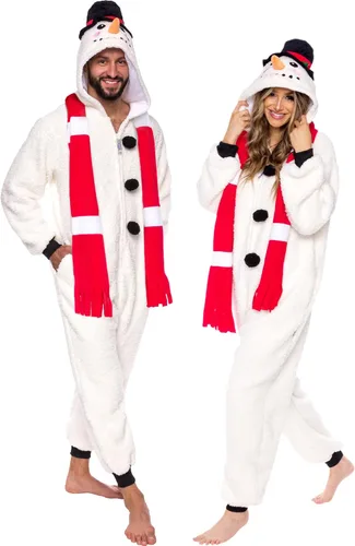 Vista 27 de Funziez! Mameluco de sherpa ajustado para adultos, disfraz de Halloween de animales, traje de cosplay de una pieza de felpa para mujeres y hombres