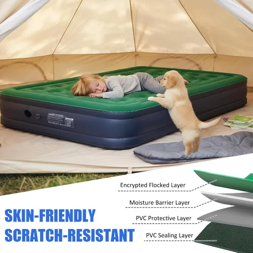 Vista 6 de AYAMAYA Colchón de aire Queen para acampar con bomba recargable y desmontable integrada, cama inflable inflable de 10 pulgadas de altura