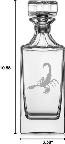 Vista 2 de Decantador de whisky de vidrio de 30 oz con tapón de vidrio de regalo Scorpion