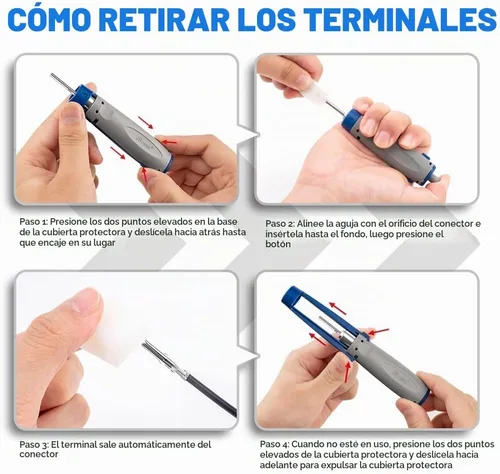 Vista 8 de JRready ST6480 Kit de clavijas de conector eléctrico de 2, 3, 4, 6, 9 y 12 pines con herramienta extractora de terminales de crimpado. 160 juegos.