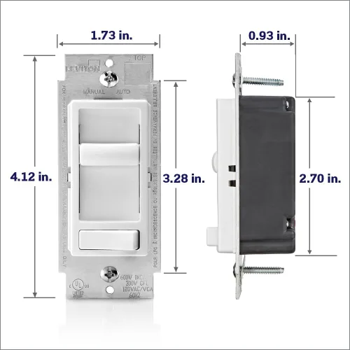Vista 6 de Leviton SureSlide - Interruptor de pared para ventilador de techo, control silencioso de ventilador de 3 velocidades, 1.5 amperios, 661F-10I, marfil