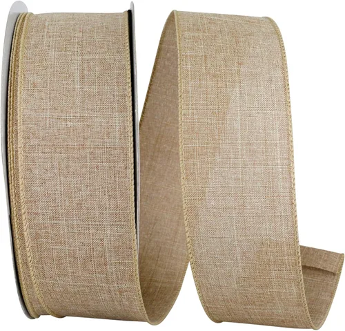 Vista 50 de Cinta Reliant Ribbon 92573W-031-09K para borde con alambre Everyday Linen Value, 1-1/2 pulgadas x 50 yardas, color negro