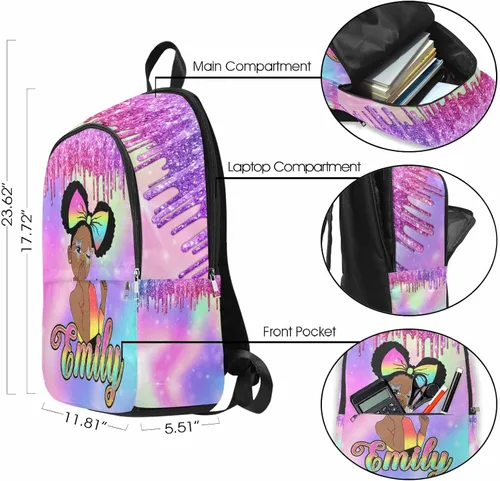 Vista 4 de InterestPrint Mochila personalizada para niños, jugador de fútbol americano, bandera americana, con nombre personalizado, mochila para estudiante