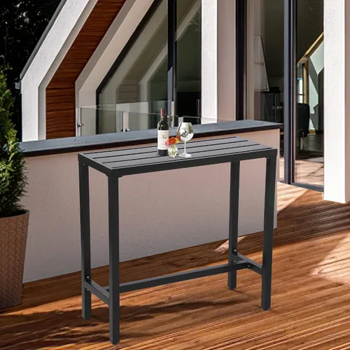 Vista 2 de Mesa de bar al aire libre, mesas de barra de altura de mostrador de patio, mesa de bar rectangular de 47 pulgadas para patio, jardín, balcón, junto