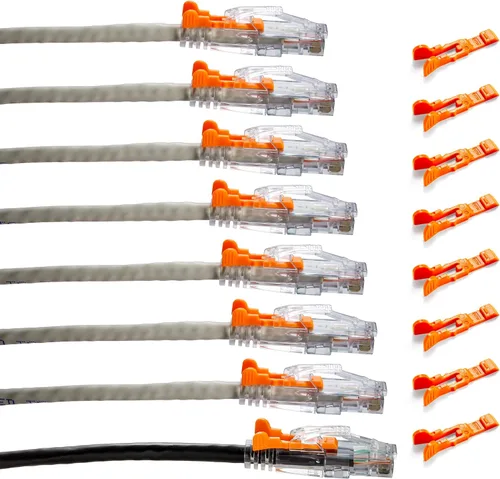 Vista 25 de NTW NTW - Cable de conexión de bloqueo de red patentado CAT6 de 1 pie, sin enganches, azul (NL-U6K-001BL)