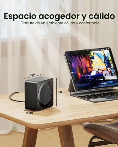 Vista 2 de Gaiatop Mini calentador de espacio, ligero PTC de cerámica de calentamiento rápido, 500 W, eficiencia energética para uso en interiores