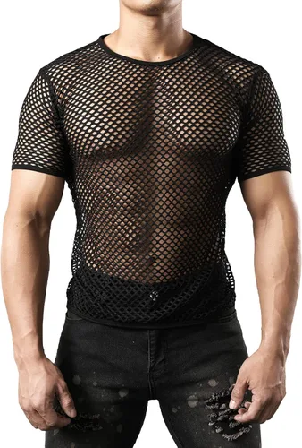 Vista 2 de JOGAL Camiseta de malla ajustada de manga corta para hombre