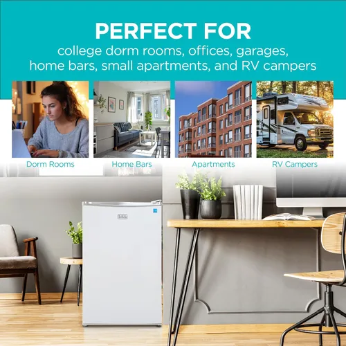 Vista 7 de BLACK+DECKER - Refrigerador compacto de 4.3 pies cúbicos con certificado ENERGY STAR, minirefrigerador de una sola puerta con congelador
