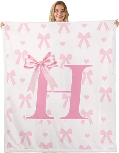 Vista 29 de Manta de franela rosa con lazo, estilo princesa, manta de forro polar de ensueño para decoración del hogar, sofá, sofá, manta romántica de forro