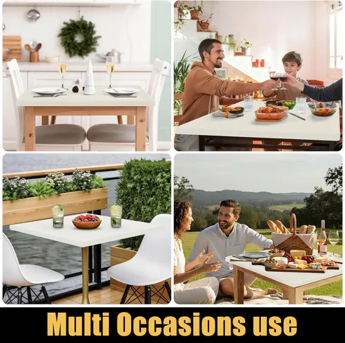 Vista 9 de Smiry - Mantel rectangular de vinilo con respaldo de franela elástica ajustada para mesas plegables de 2 pies, manteles impermeables y lavables