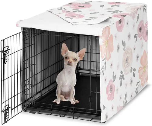 Vista 21 de Sweet Jojo Designs Funda para Jaula de Perro Mediano de 36 Pulgadas (Floral Bohemio) para Jaulas de Mascotas para Niñas, Fundas para Perreras Óxido