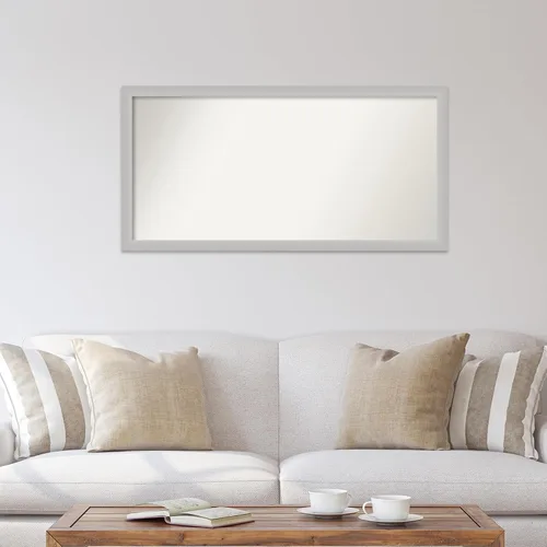 Vista 436 de Amanti Art Silver Bathroom Mirror for Over Sink, 26x35 Custom Made Marred Pewter Rectangle Vanity Mirror, Large Casual Wood Frame, Hangs Horizonally