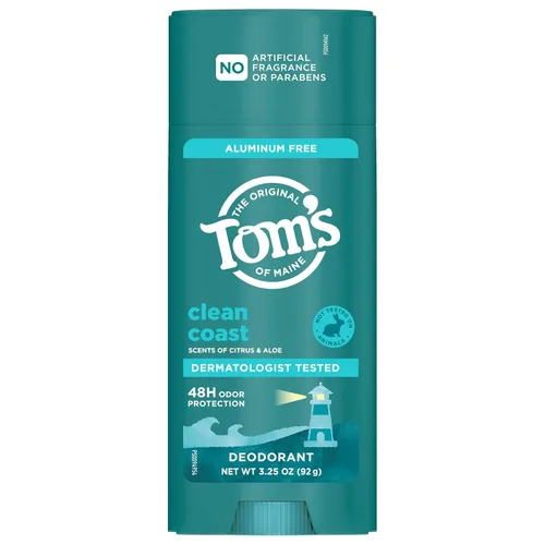 Vista 9 de Tom's of Maine Clean Coast - Desodorante natural para hombres y mujeres, sin aluminio, sin fragancias, tintes ni conservantes artificiales, sin