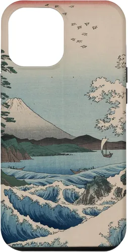 Vista 6 de Funda de pintura japonesa para iPhone 15 con diseño de ondas tradicionales japonesas