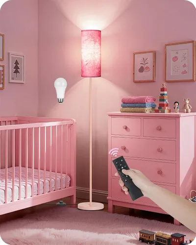 Vista 10 de Paquete de 2 lámparas de pie rosas regulables para sala de estar con 2 controles remotos e interruptor de pie, lámpara de pie de esquina, lámpara