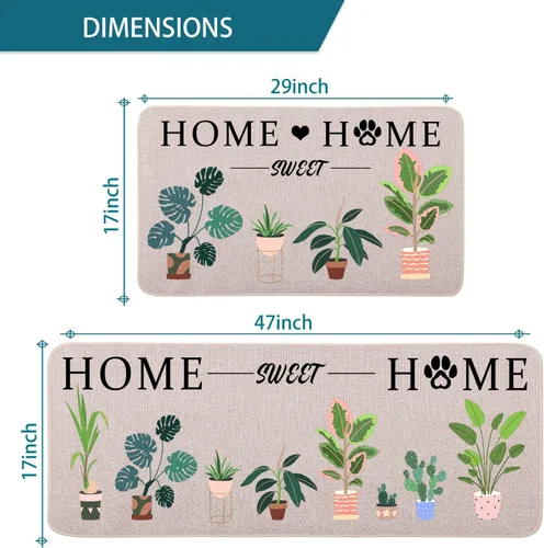Vista 3 de Home Sweet Home Plants - Tapete para puerta de 17 x 29 pulgadas, tapete de bienvenida para primavera y verano, antideslizante, para interiores