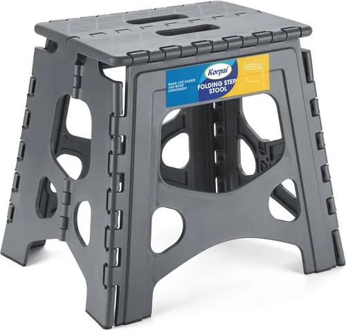 Vista 26 de Korpai Taburete plegable de 9 pulgadas para adultos, niños, taburetes plegables antideslizantes con mango portátil, taburete plegable de plástico