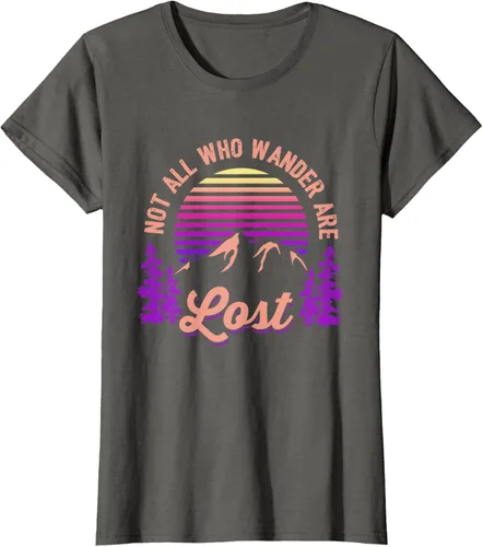 Vista 59 de Not All Who Wander Are Lost Vintage Mountains - Camiseta de senderismo, Negro, S