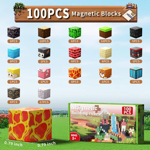 Vista 2 de 100 bloques de construcción, juguetes de construcción 3D, cubos de construcción sensoriales STEM (multicolores, 100 unidades)