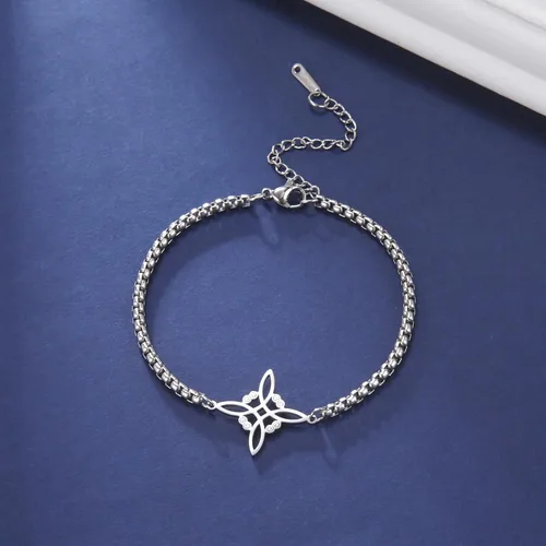Vista 3 de Dreamtimes Pulsera de nudo de bruja pulsera de bruja de color plateado para mujer pulsera de nudo celta protección de nudo de brujas amuleto