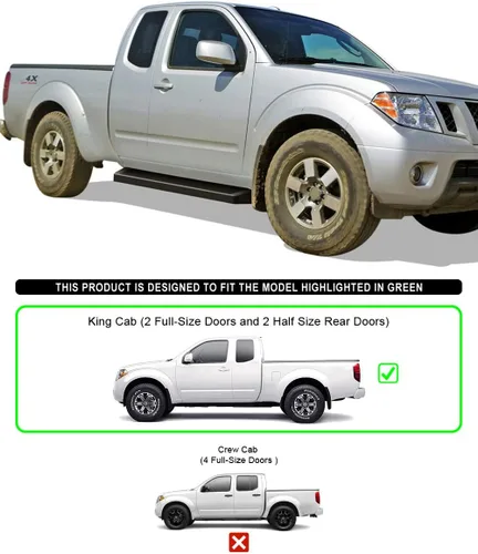 Vista 2 de APS Estribos (barras nerf - escalones laterales - barras de paso) Compatibles con Nissan Frontier 2005-2026 King Cab & Suzuki Equator 2005-2012