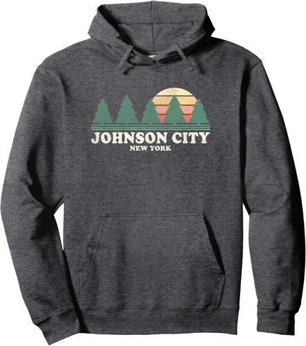 Vista 4 de Johnson City NY - Camiseta retro con capucha y diseño de los años 70, Azul